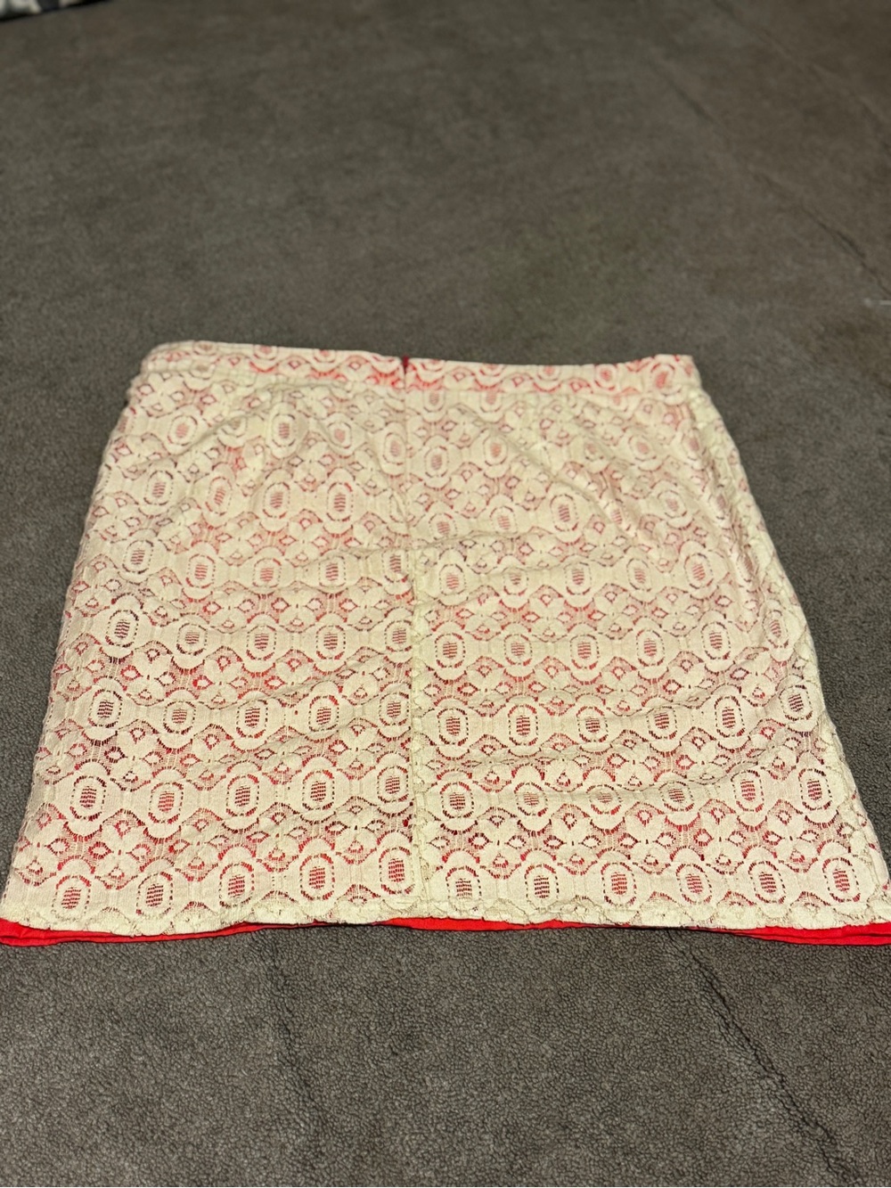 Willi Smith Cream Lace Mini Skirt with Pink Underlay Size 10 - Picture 3 of 8